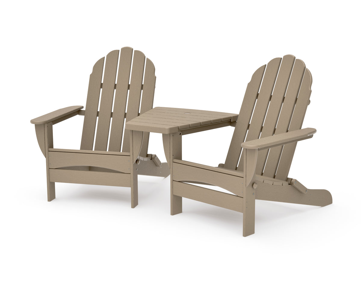 POLYWOOD Classic Oversized Adirondacks with Angled Connecting Table in Vintage Sahara