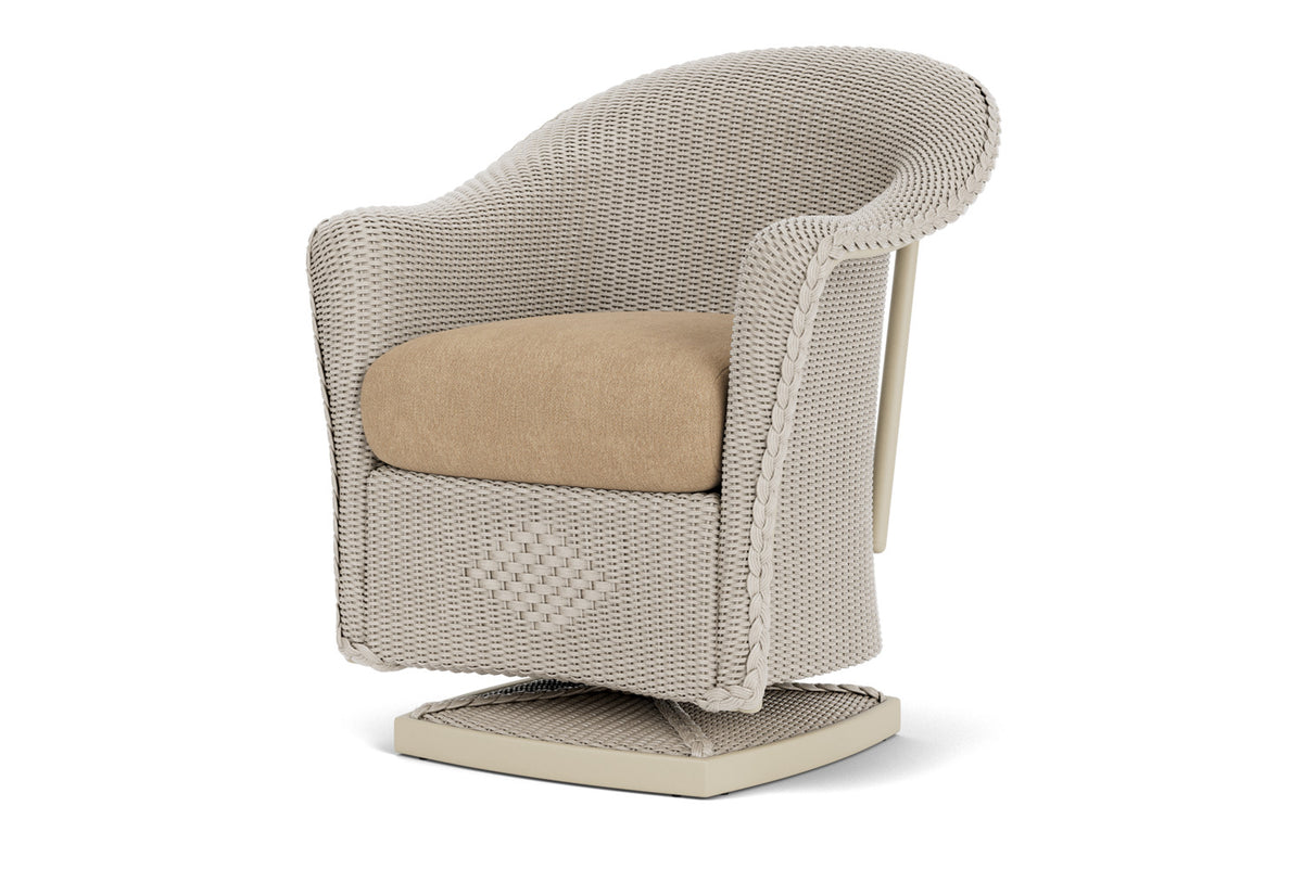 Lloyd Flanders Reflections Swivel Rocker Dining Armchair in Linen with Hayden Sand fabric, view 10