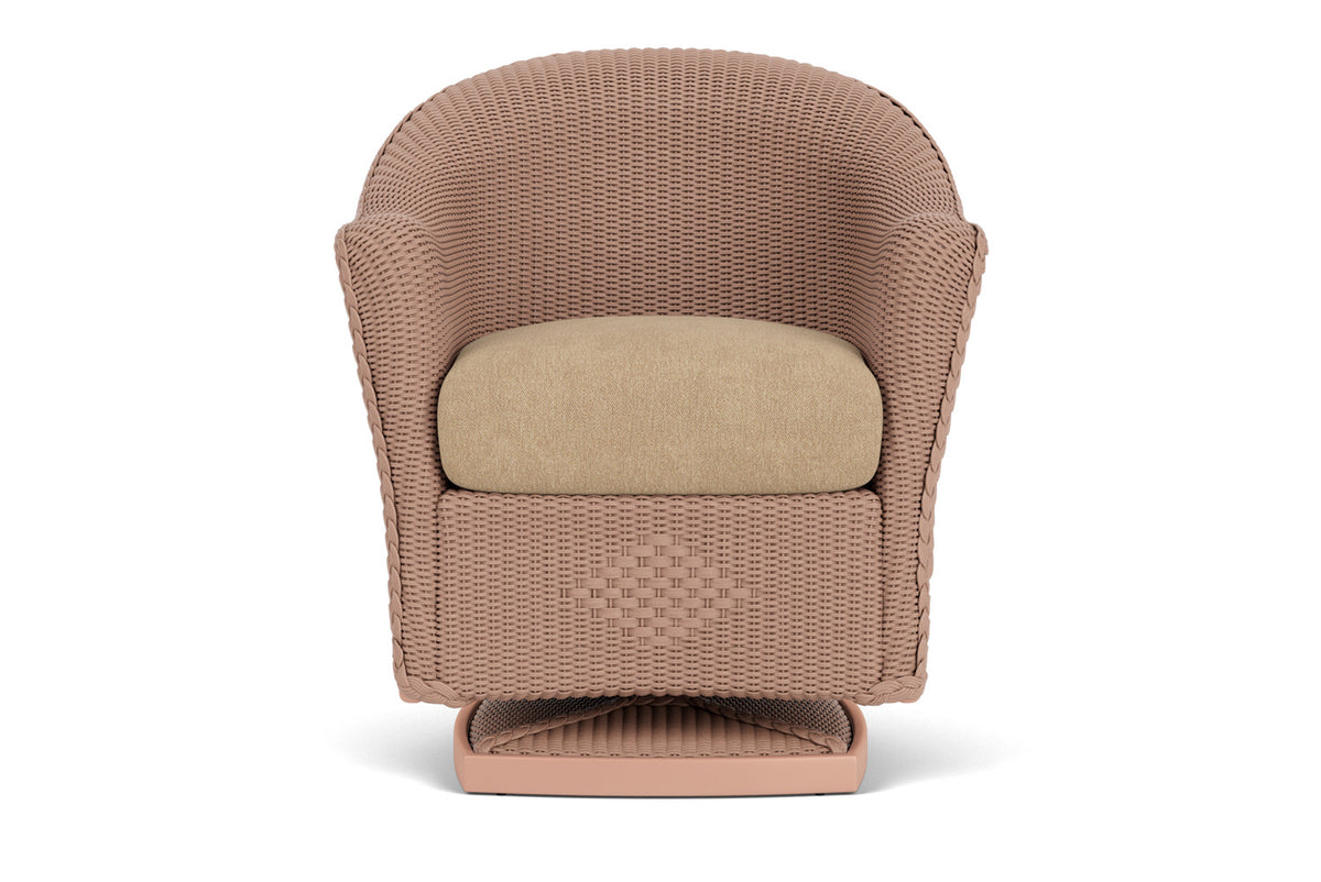 Lloyd Flanders Reflections Swivel Rocker Dining Armchair in Rosewood with Hayden Sand fabric