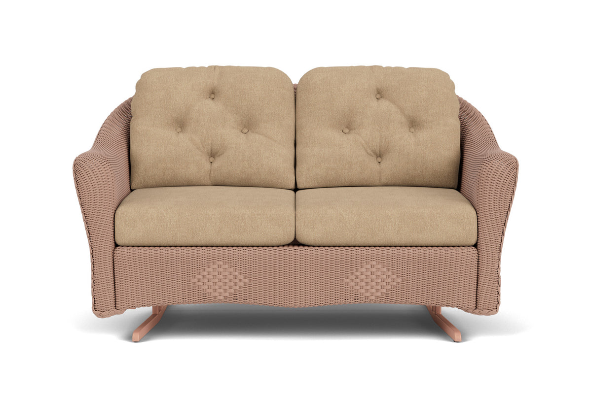 Lloyd Flanders Reflections Loveseat Glider in Rosewood with Hayden Sand fabric
