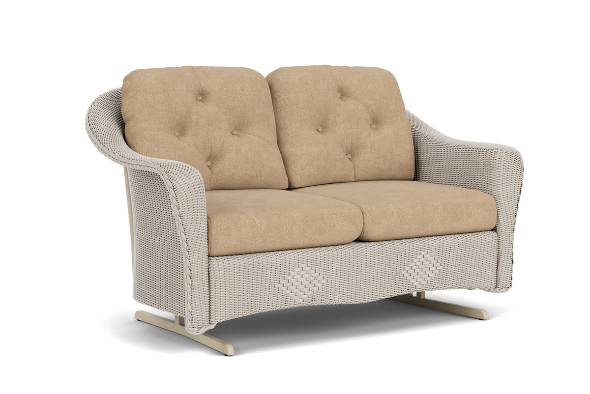 Lloyd Flanders Reflections Loveseat Glider in Linen with Hayden Sand fabric, view 2