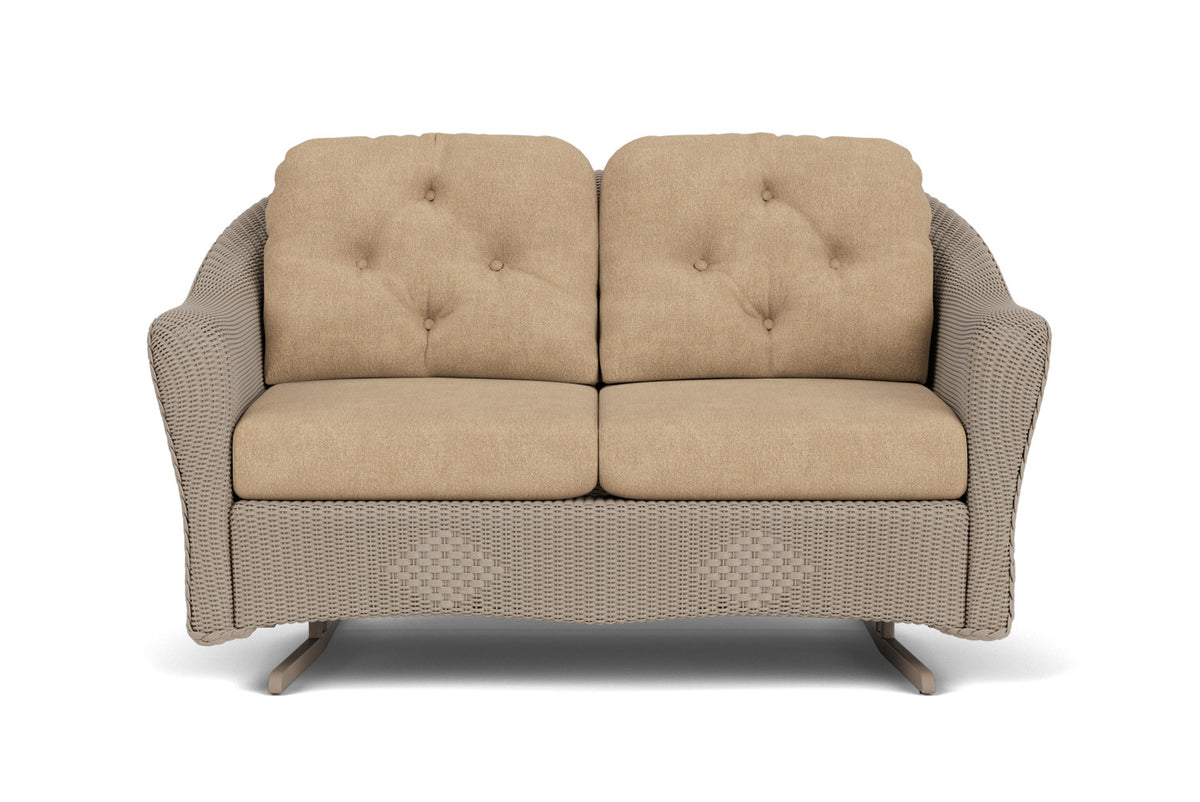 Lloyd Flanders Reflections Loveseat Glider in French Beige with Hayden Sand fabric