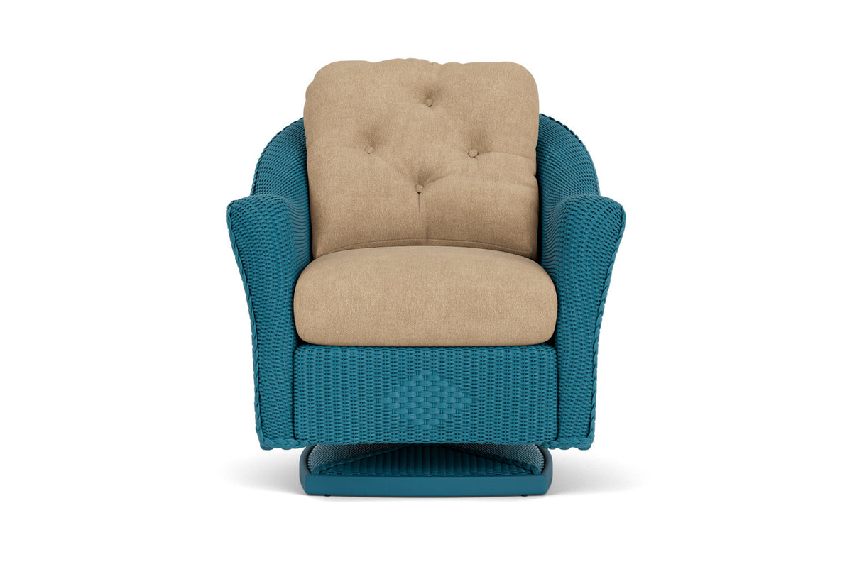 Lloyd Flanders Reflections Swivel Rocker Lounge Chair in Peacock with Hayden Sand fabric