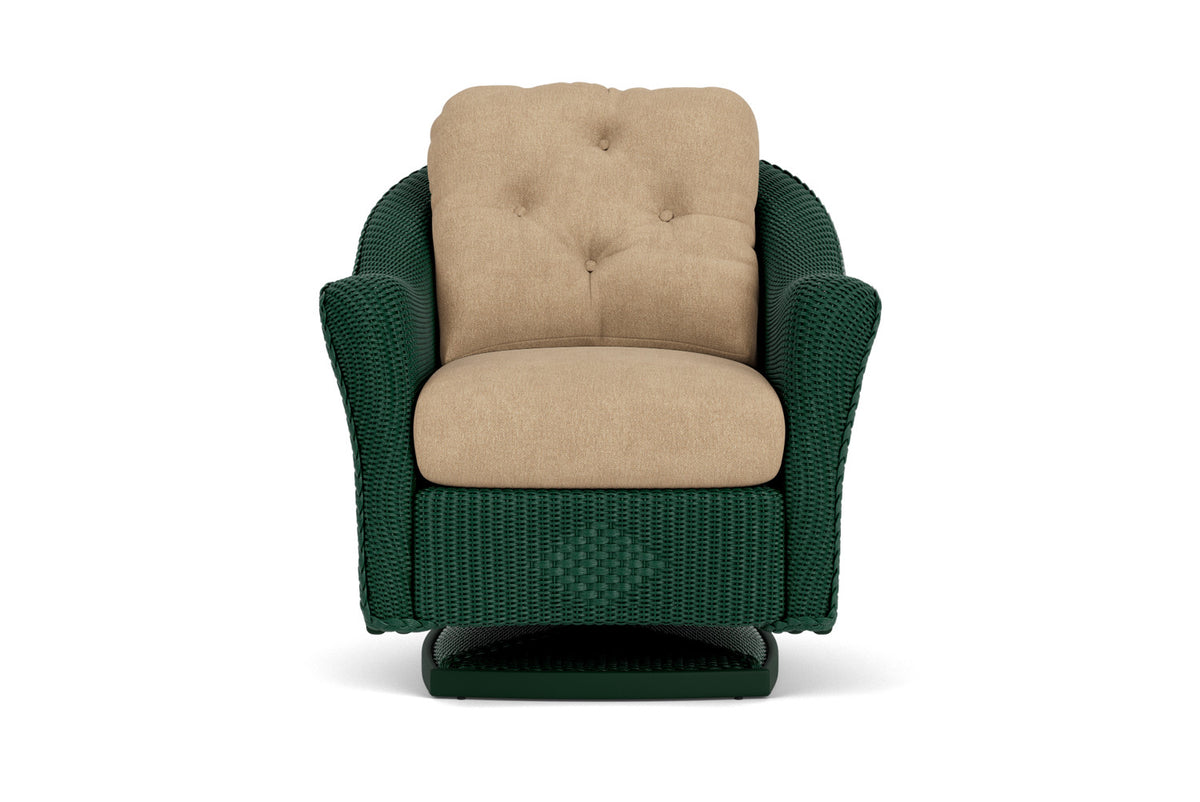 Lloyd Flanders Reflections Swivel Rocker Lounge Chair in Woodland with Hayden Sand fabric