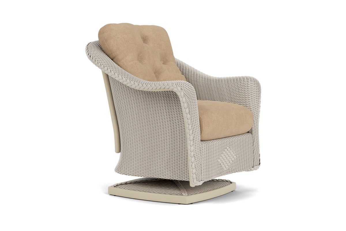 Lloyd Flanders Reflections Swivel Rocker Lounge Chair in Linen with Hayden Sand fabric, view 3