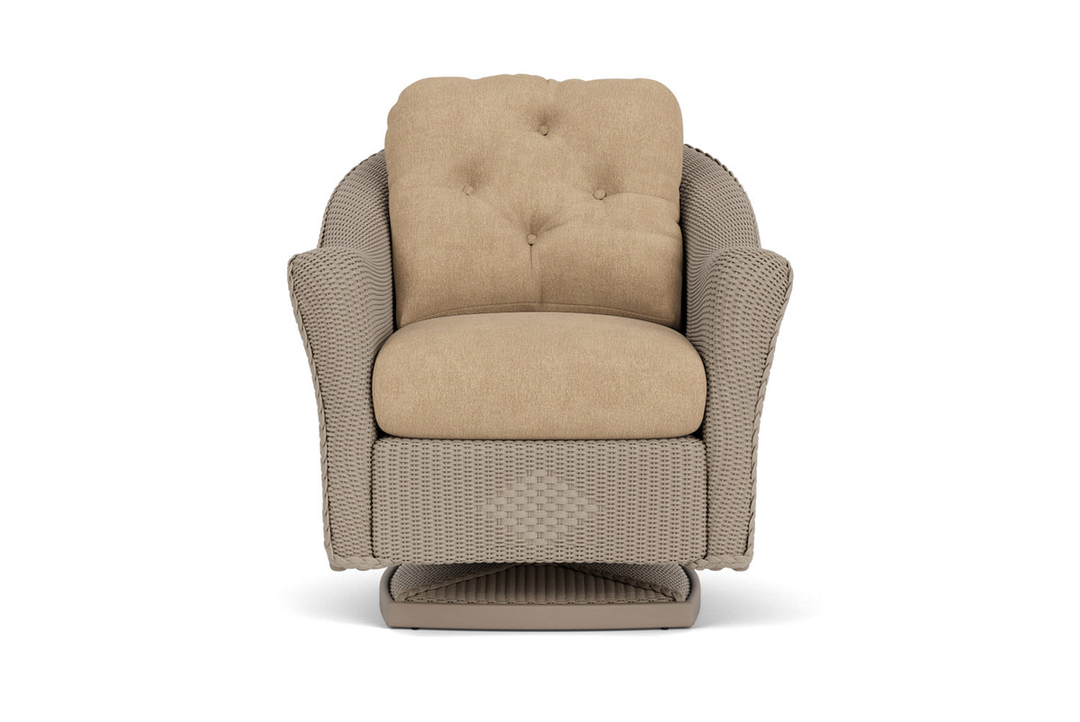 Lloyd Flanders Reflections Swivel Rocker Lounge Chair in French Beige with Hayden Sand fabric