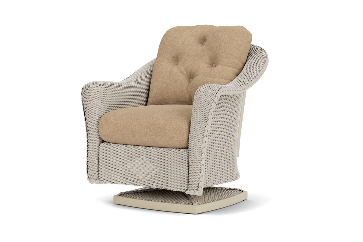 Lloyd Flanders Reflections Swivel Rocker Lounge Chair in Linen with Hayden Sand fabric, view 10