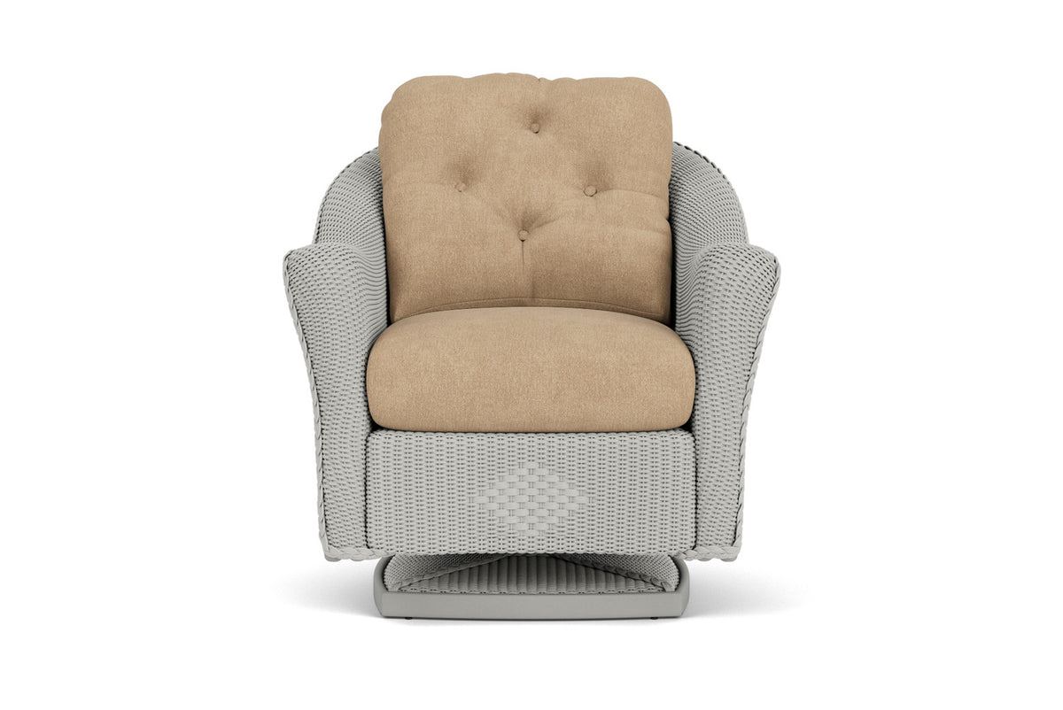 Lloyd Flanders Reflections Swivel Rocker Lounge Chair in Platinum with Hayden Sand fabric