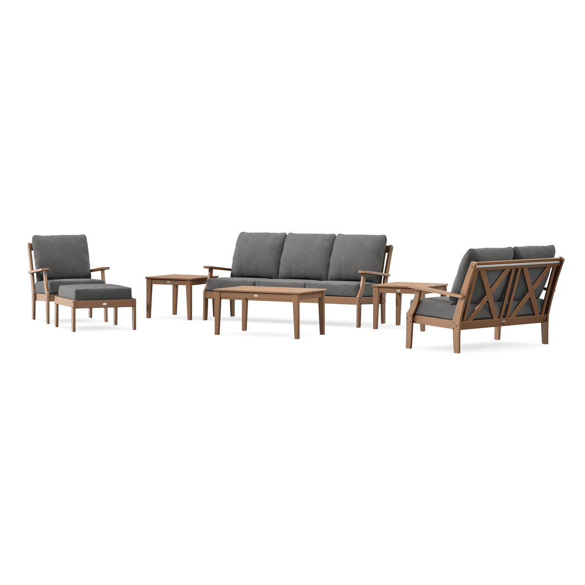 POLYWOOD Braxton 7-Piece Deep Seating Set in Teak