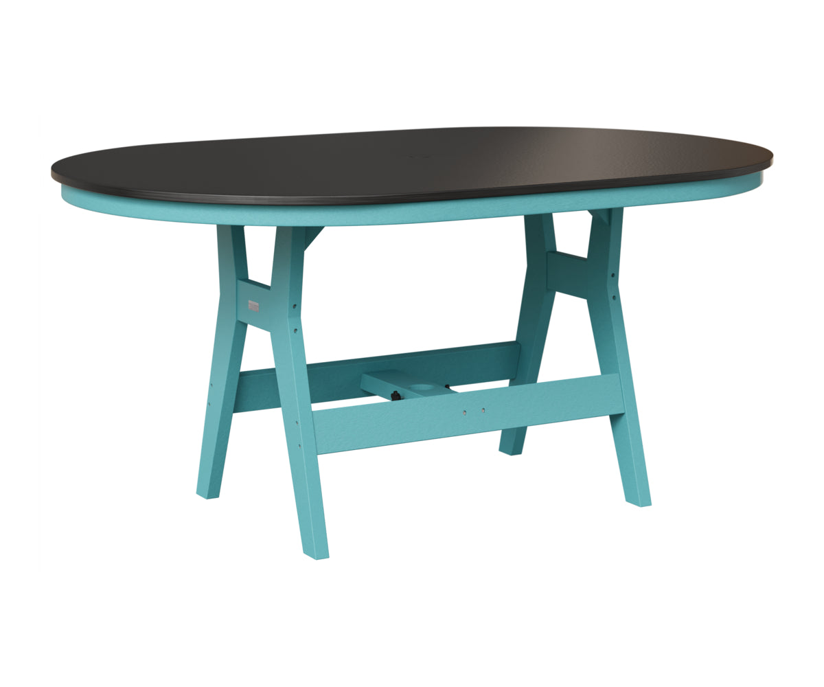 Berlin Gardens Harbor 44" x 64" Oblong Table in Aruba Blue, Hammered Black top