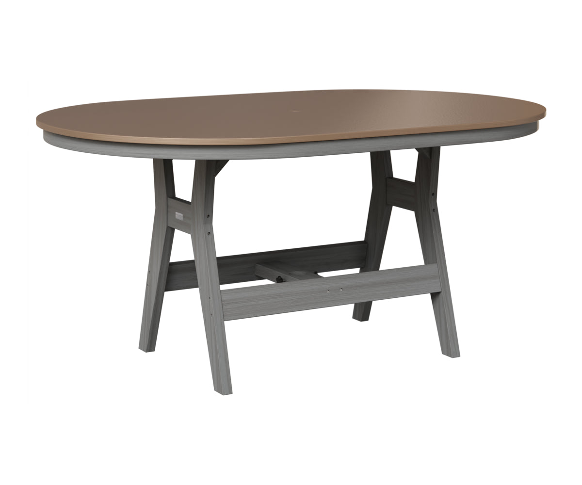 Berlin Gardens Harbor 44" x 64" Oblong Table in Driftwood Gray, Hammered Bronze top
