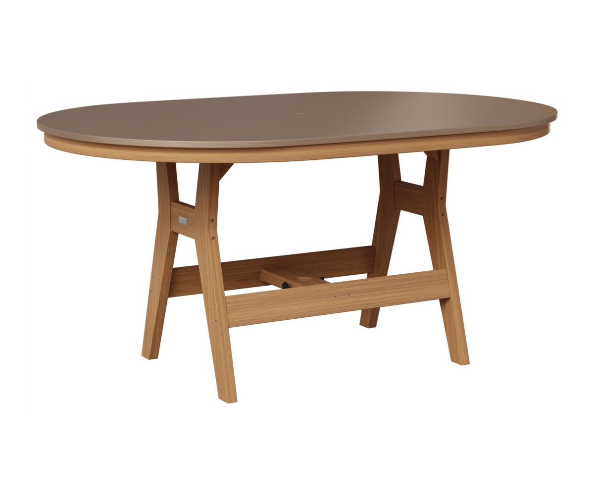 Berlin Gardens Harbor 44" x 64" Oblong Table in Natural Teak, Hammered Bronze top