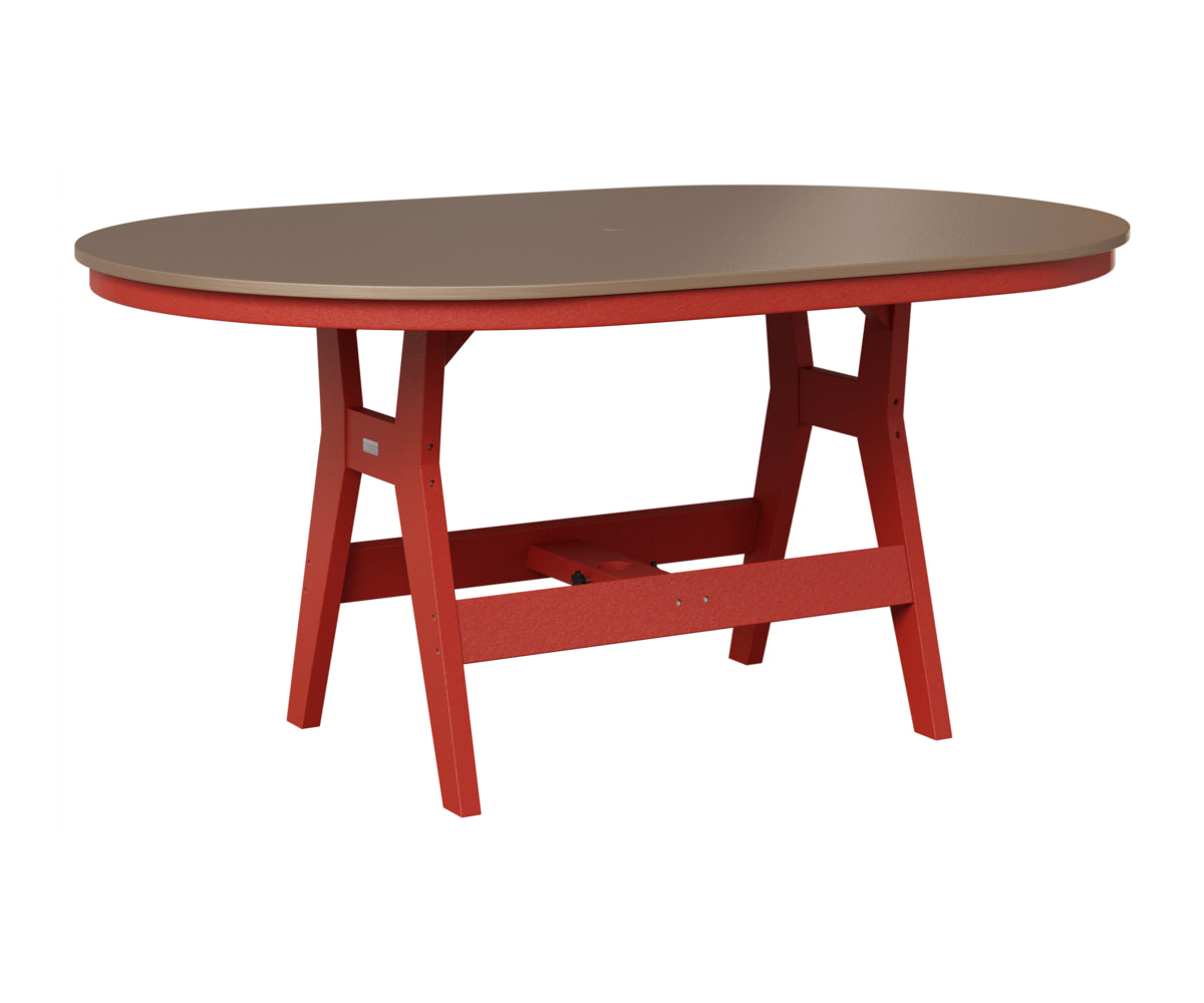 Berlin Gardens Harbor 44" x 64" Oblong Table in Scarlet Red, Hammered Bronze top