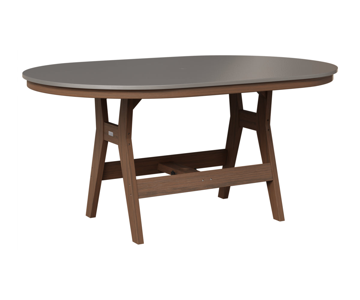 Berlin Gardens Harbor 44" x 64" Oblong Table in Brazilian Walnut, Hammered Stainless top