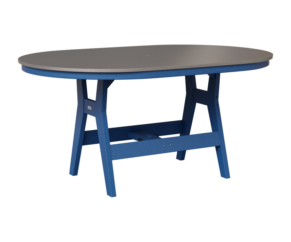 Berlin Gardens Harbor 44" x 64" Oblong Table in Pacific Blue, Hammered Stainless top