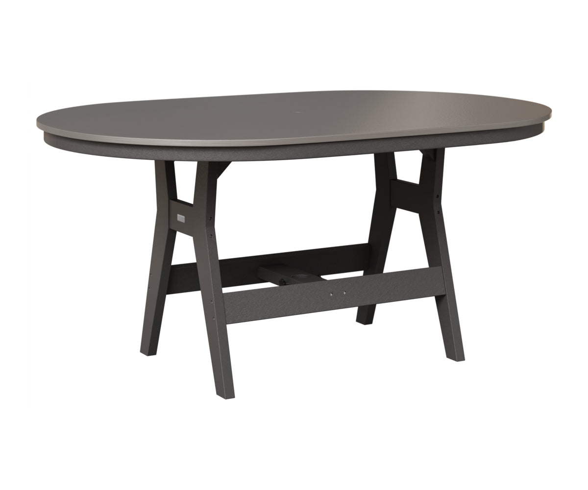 Berlin Gardens Harbor 44" x 64" Oblong Table in Smoke Gray, Hammered Stainless top