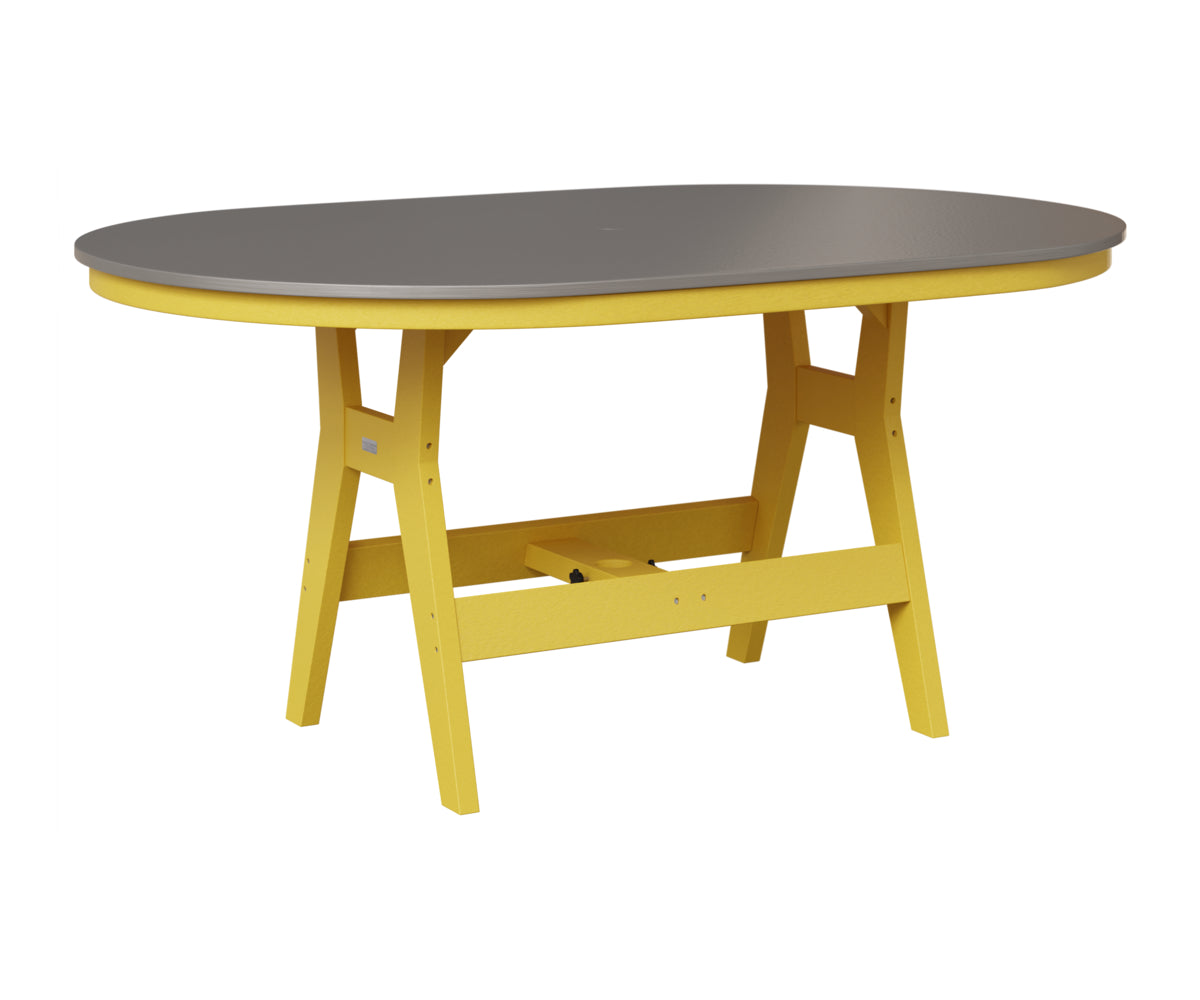 Berlin Gardens Harbor 44" x 64" Oblong Table in Sunburst Yellow, Hammered Stainless top