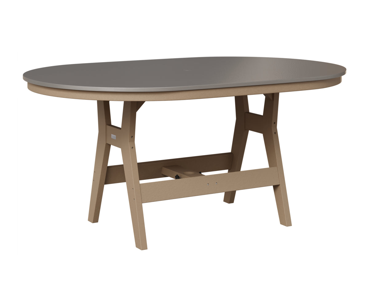 Berlin Gardens Harbor 44" x 64" Oblong Table in Weatherwood, Hammered Stainless top