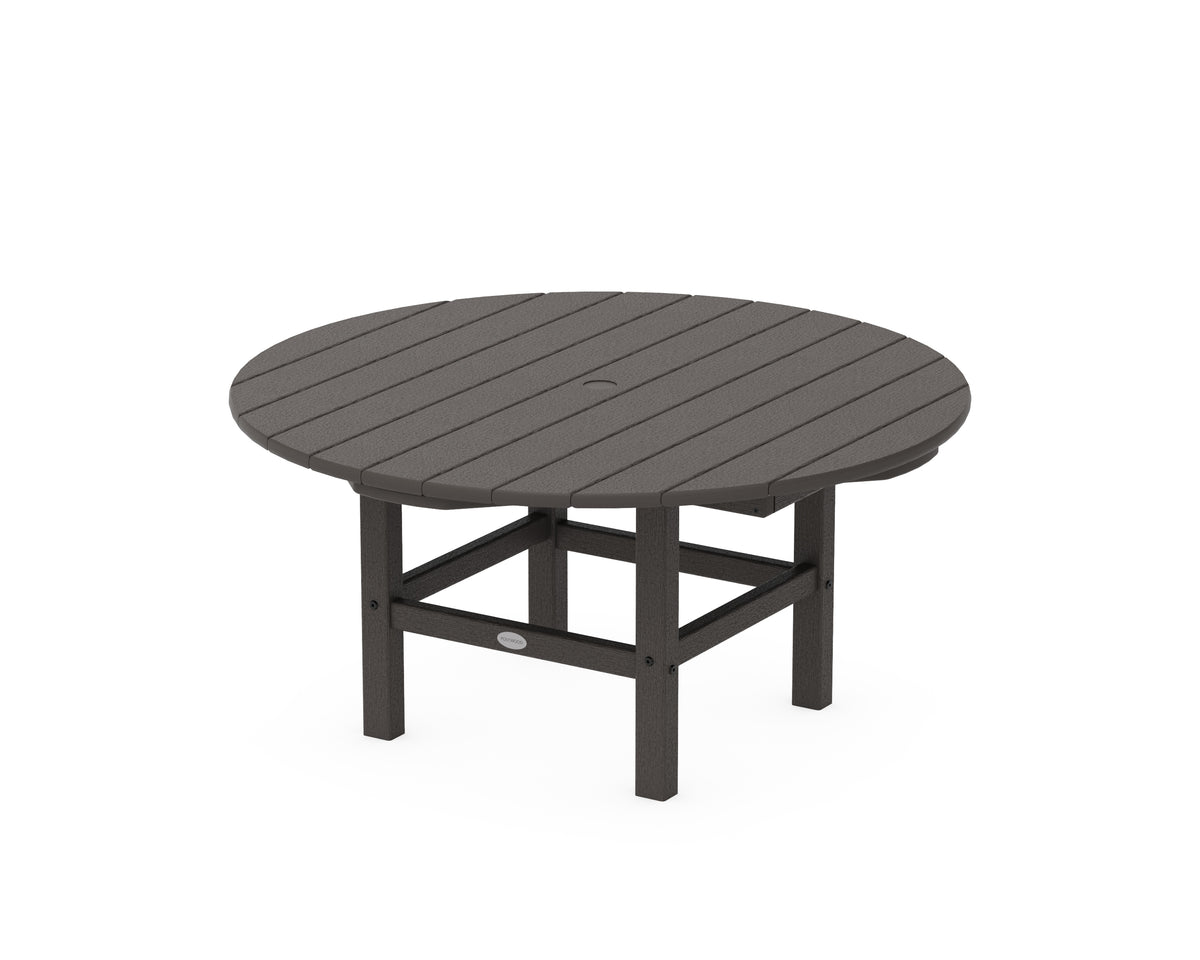 POLYWOOD Round 37" Conversation Table in Vintage Coffee
