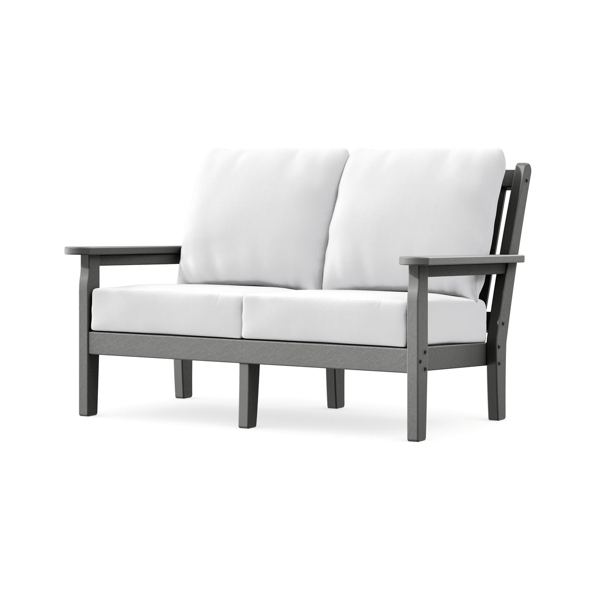 POLYWOOD Chippendale Deep Seating Loveseat in Slate Grey / Natural