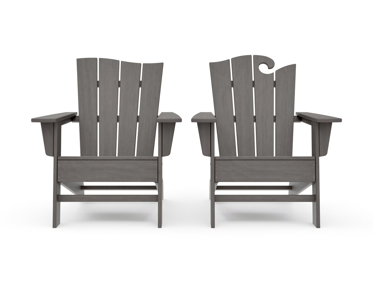 POLYWOOD Wave 2-Piece Adirondack Set with The Wave Chair Left in Driftwood