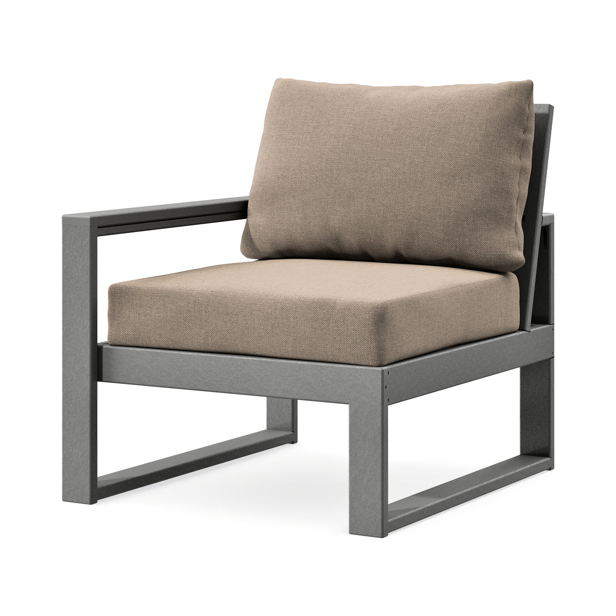 POLYWOOD EDGE Modular Left Arm Chair in Slate Grey / Spiced Burlap