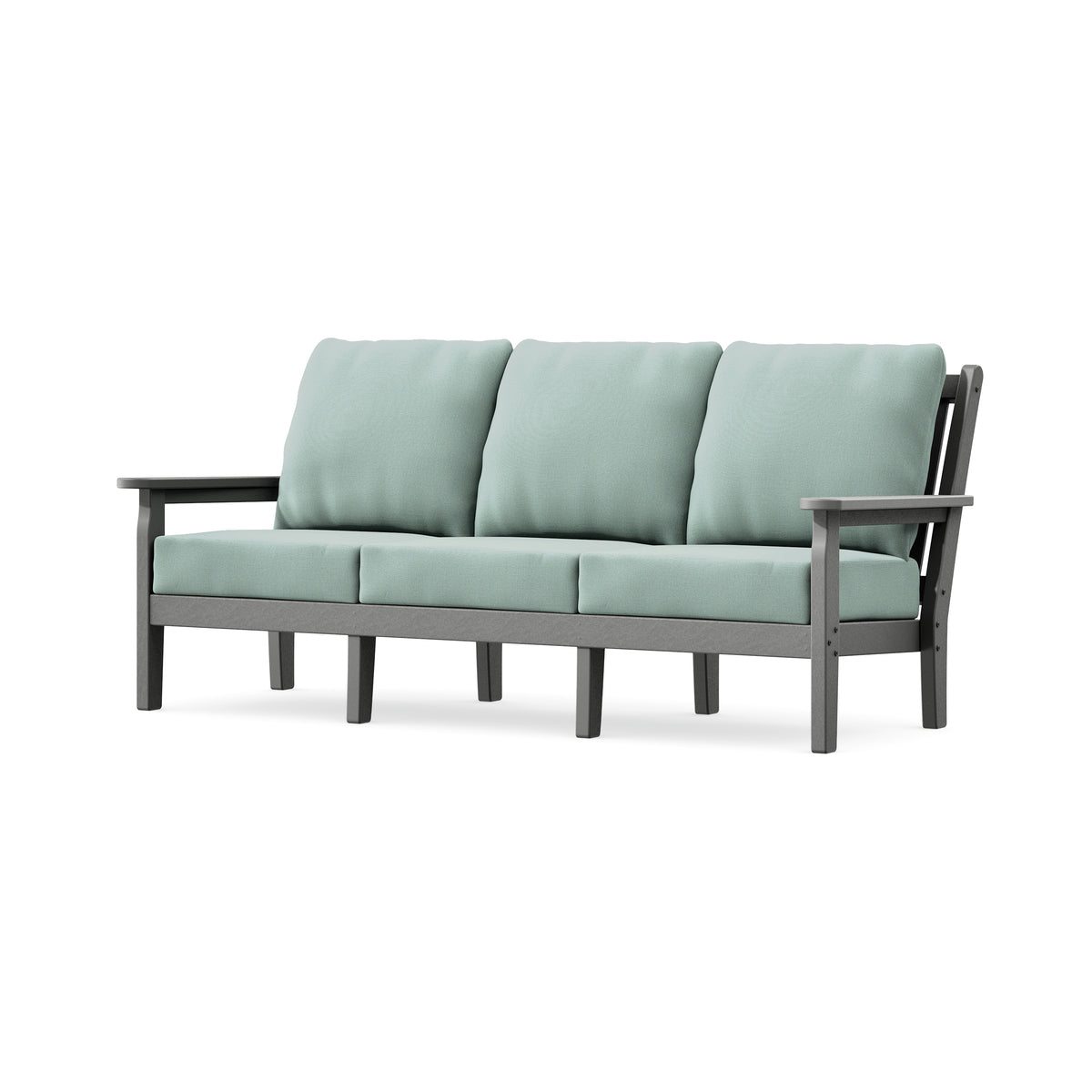 POLYWOOD Chippendale Deep Seating Sofa in Slate Grey / Spa