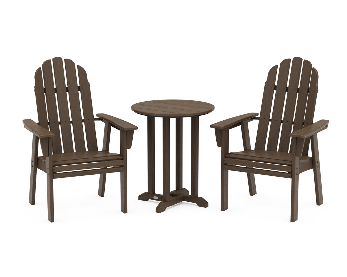 POLYWOOD Vineyard Adirondack 3-Piece Round Bistro Dining Set in Kona