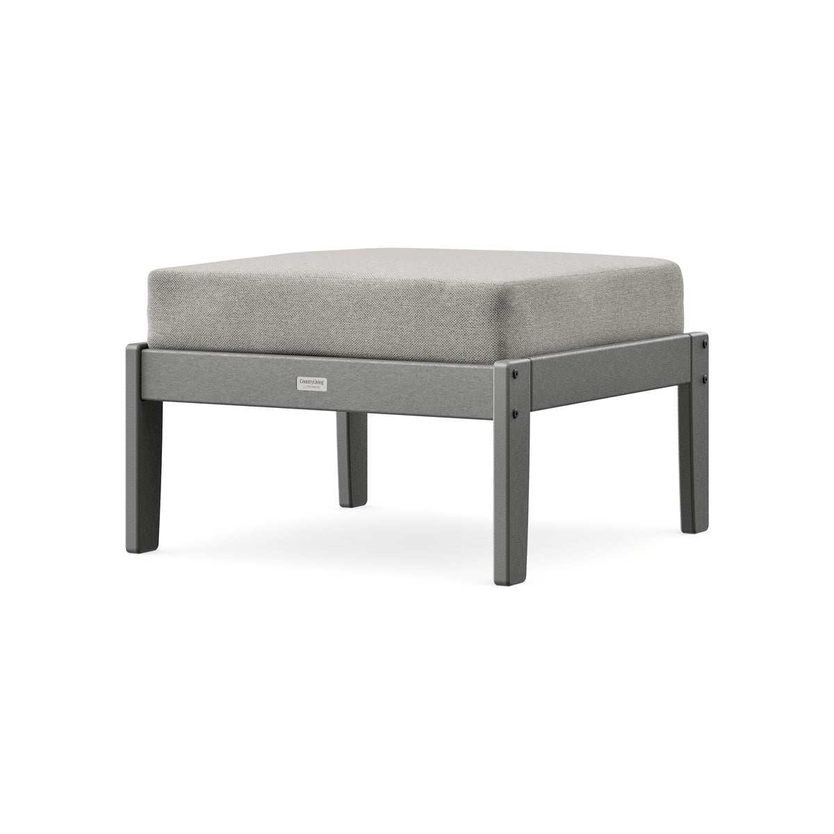 POLYWOOD Cottage Deep Seating Ottoman in Slate Grey / Weathered Tweed