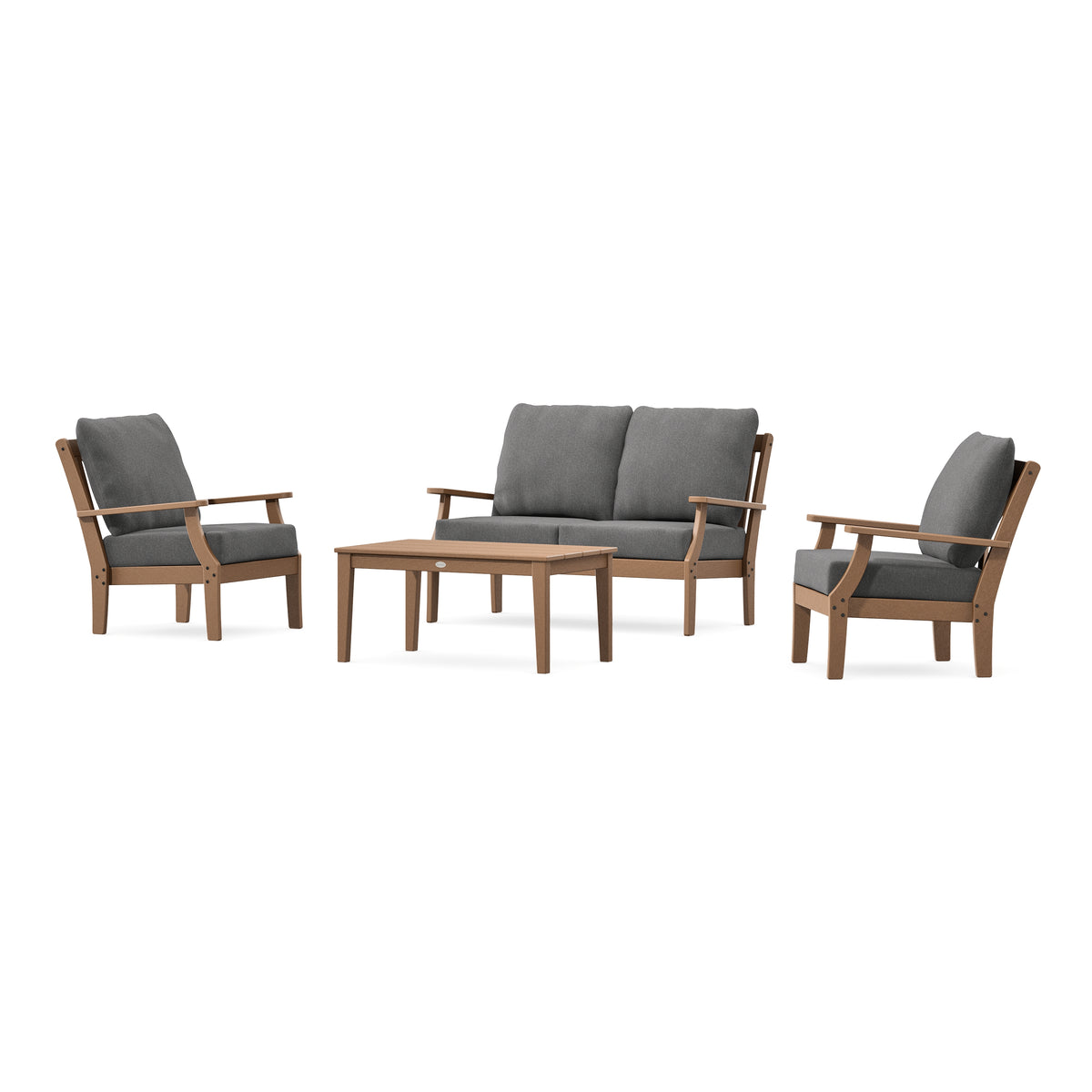 POLYWOOD Braxton 4-Piece Deep Seating Chair Set in Teak