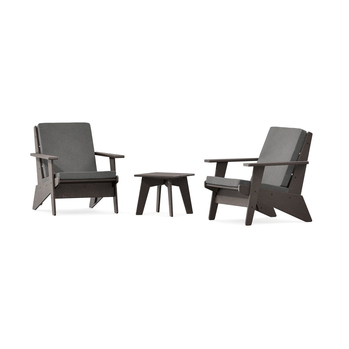 POLYWOOD Riviera Modern Lounge 3-Piece Set in Vintage Coffee