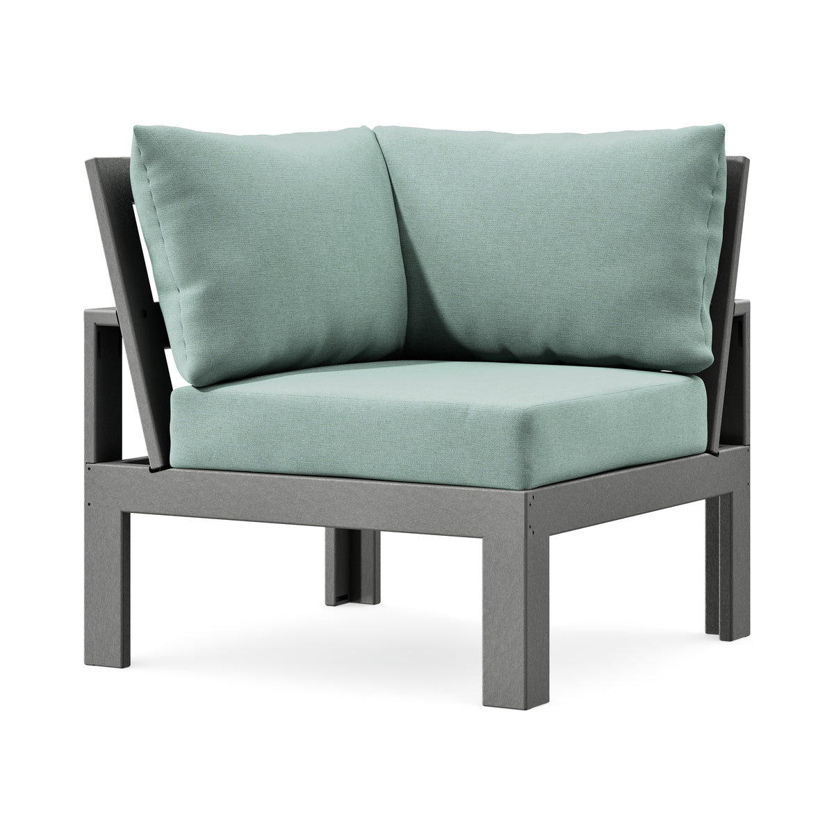 POLYWOOD Modular Corner Chair in Slate Grey / Glacier Spa