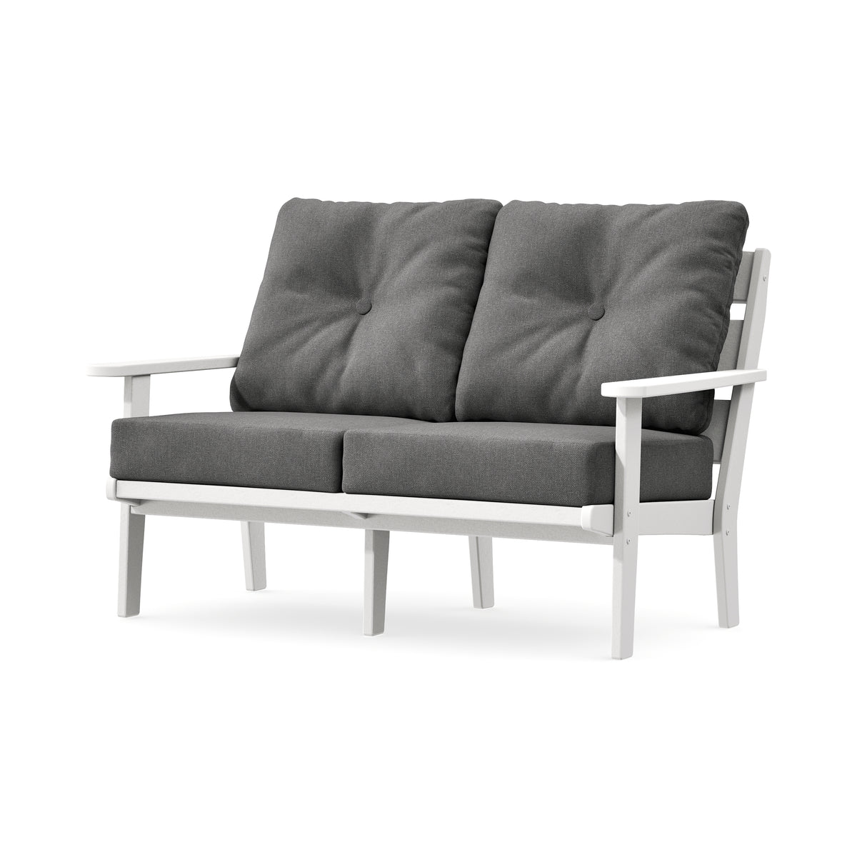 POLYWOOD Lakeside Deep Seating Loveseat in White / Ash Charcoal