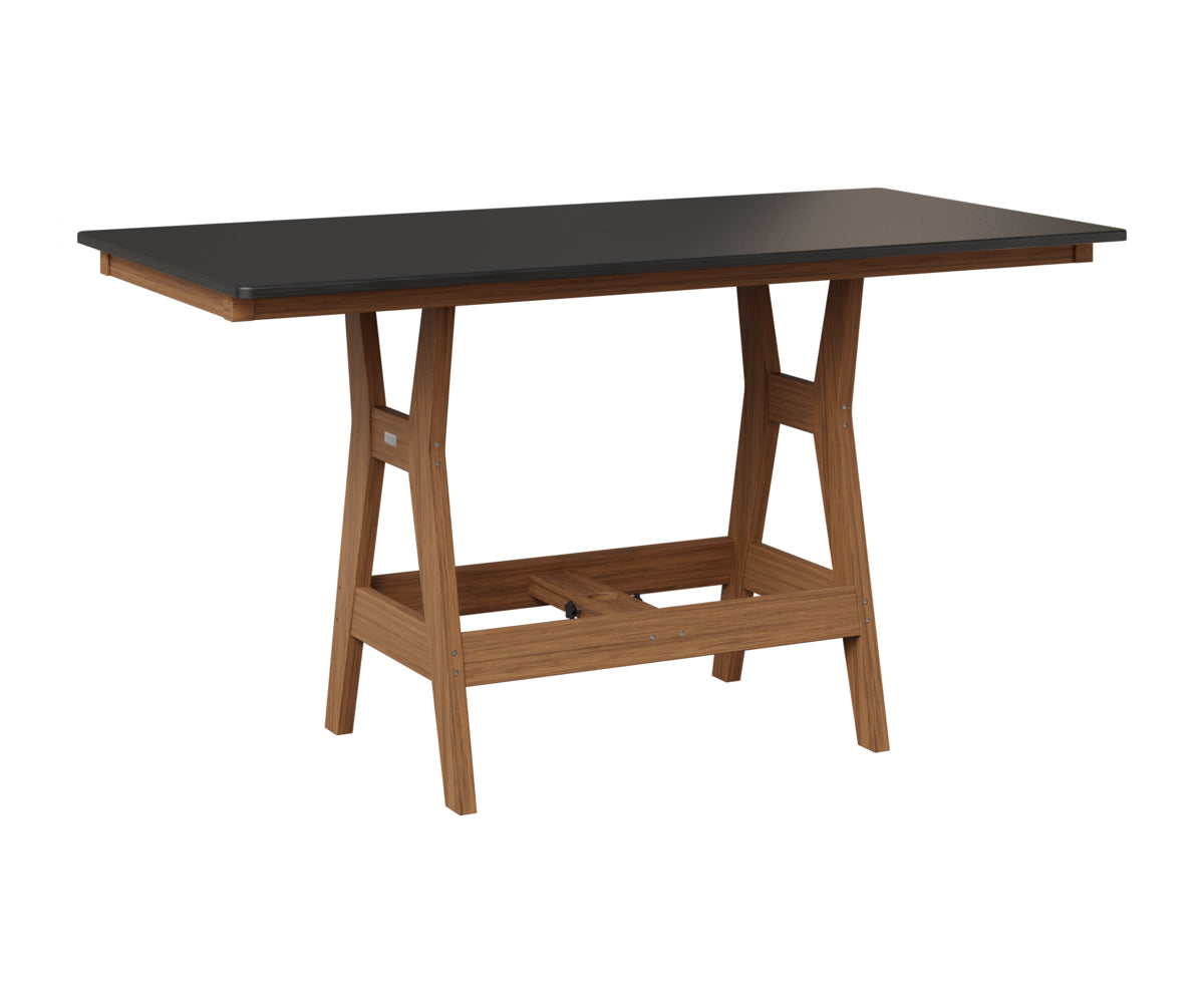 Berlin Gardens Harbor 33" x 66" Rectangular Table in Antique Mahogany, Hammered Black top