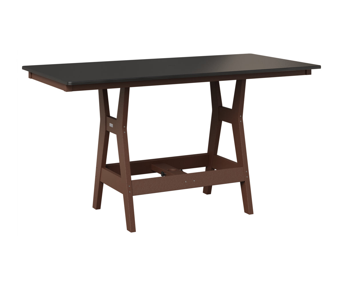 Berlin Gardens Harbor 33" x 66" Rectangular Table in Chocolate Brown, Hammered Black top