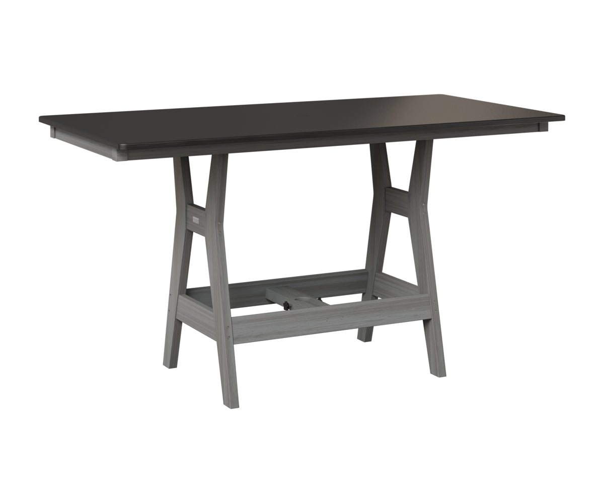 Berlin Gardens Harbor 33" x 66" Rectangular Table in Driftwood Gray, Hammered Black top