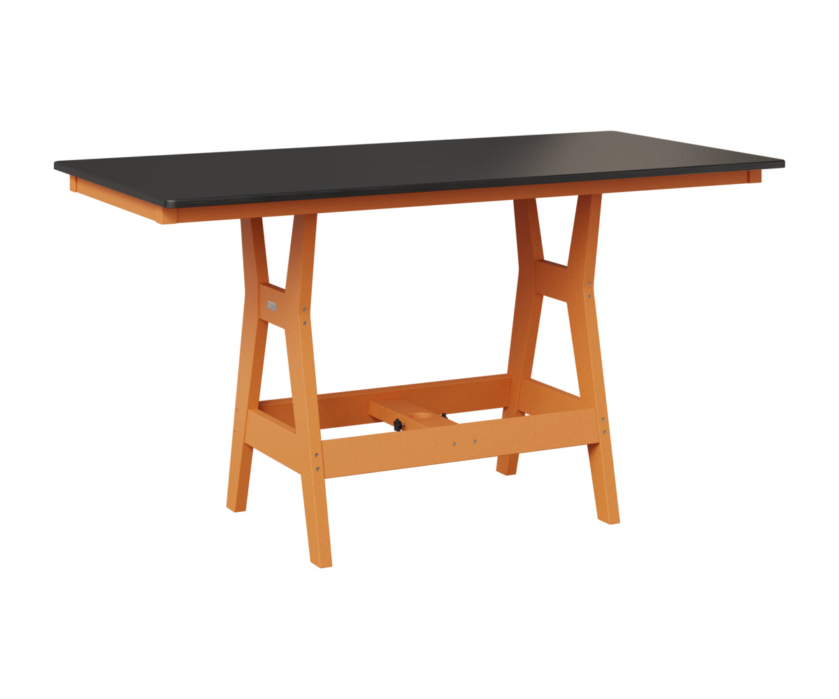 Berlin Gardens Harbor 33" x 66" Rectangular Table in Mango Orange, Hammered Black top