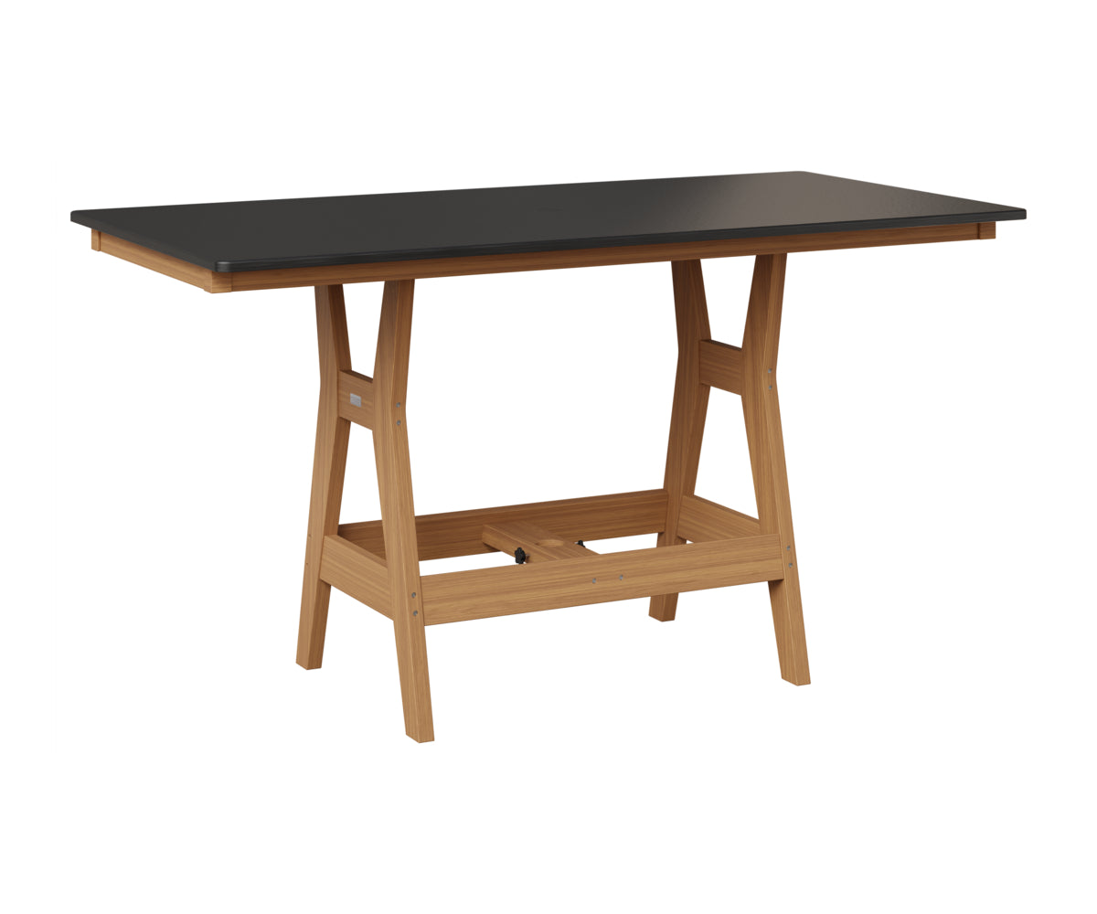 Berlin Gardens Harbor 33" x 66" Rectangular Table in Natural Teak, Hammered Black top