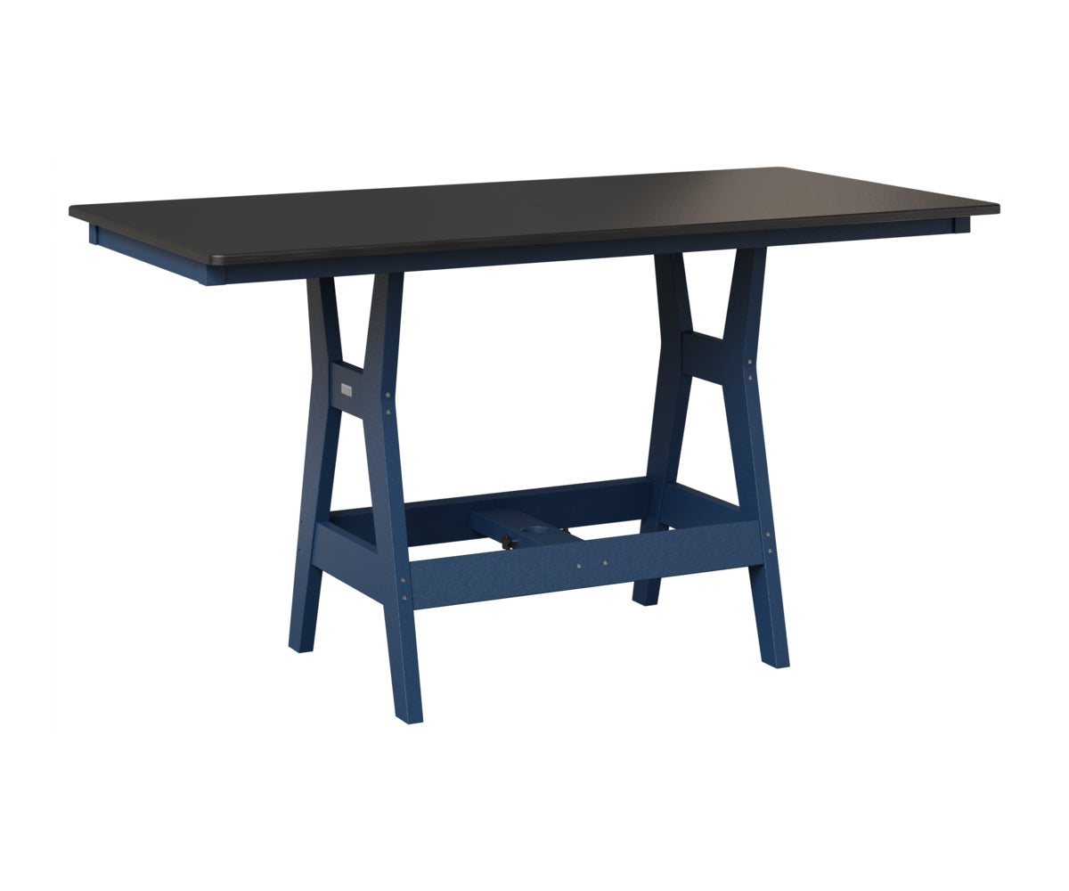 Berlin Gardens Harbor 33" x 66" Rectangular Table in Navy Blue, Hammered Black top