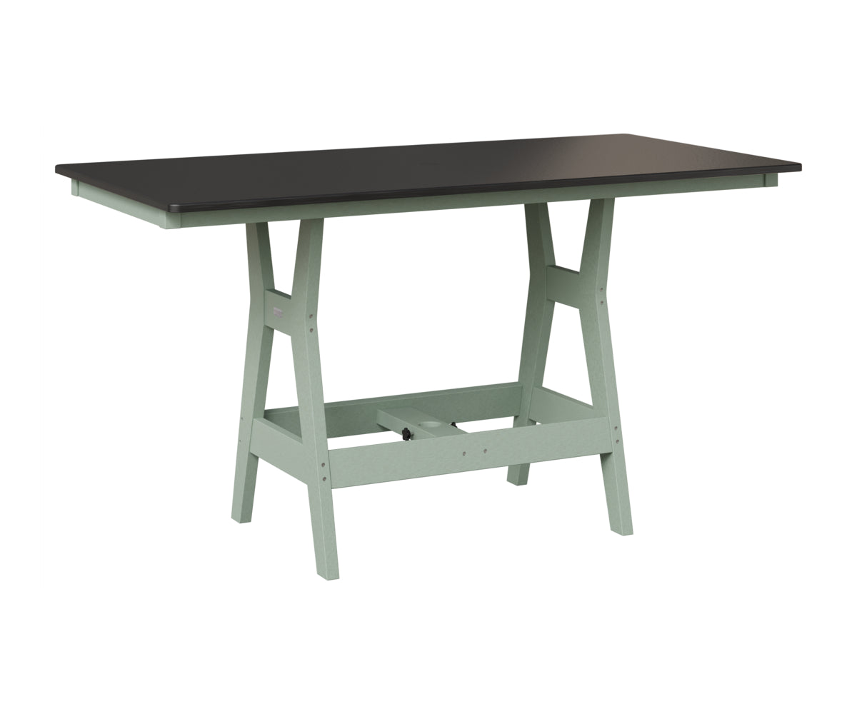 Berlin Gardens Harbor 33" x 66" Rectangular Table in Sea Foam, Hammered Black top
