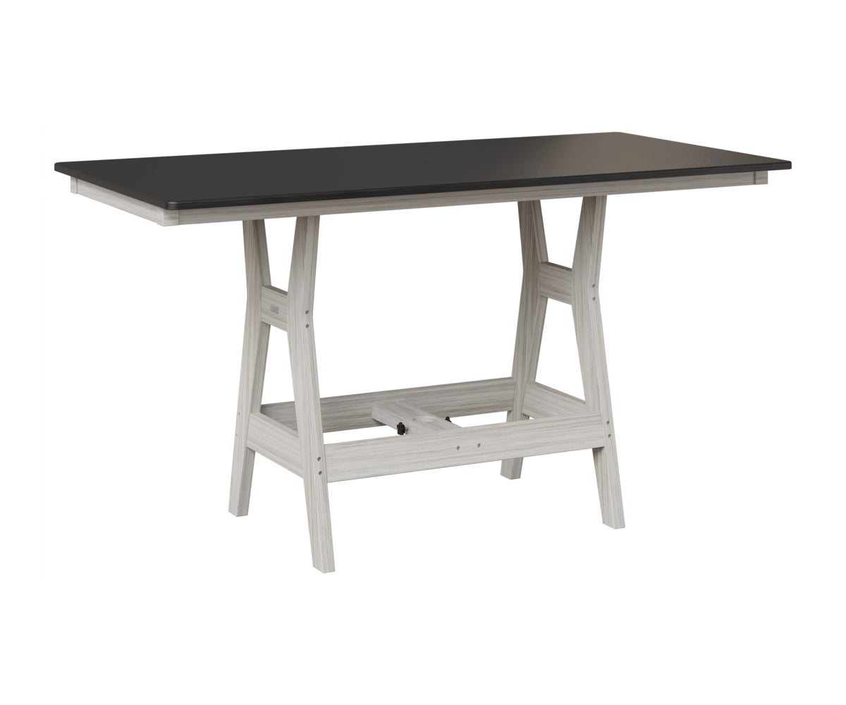 Berlin Gardens Harbor 33" x 66" Rectangular Table in Seashell, Hammered Black top