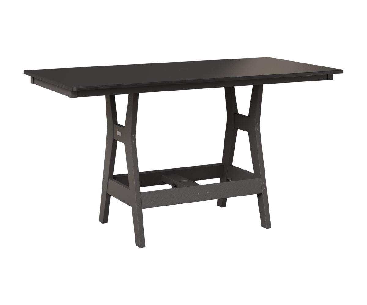 Berlin Gardens Harbor 33" x 66" Rectangular Table in Smoke Gray, Hammered Black top