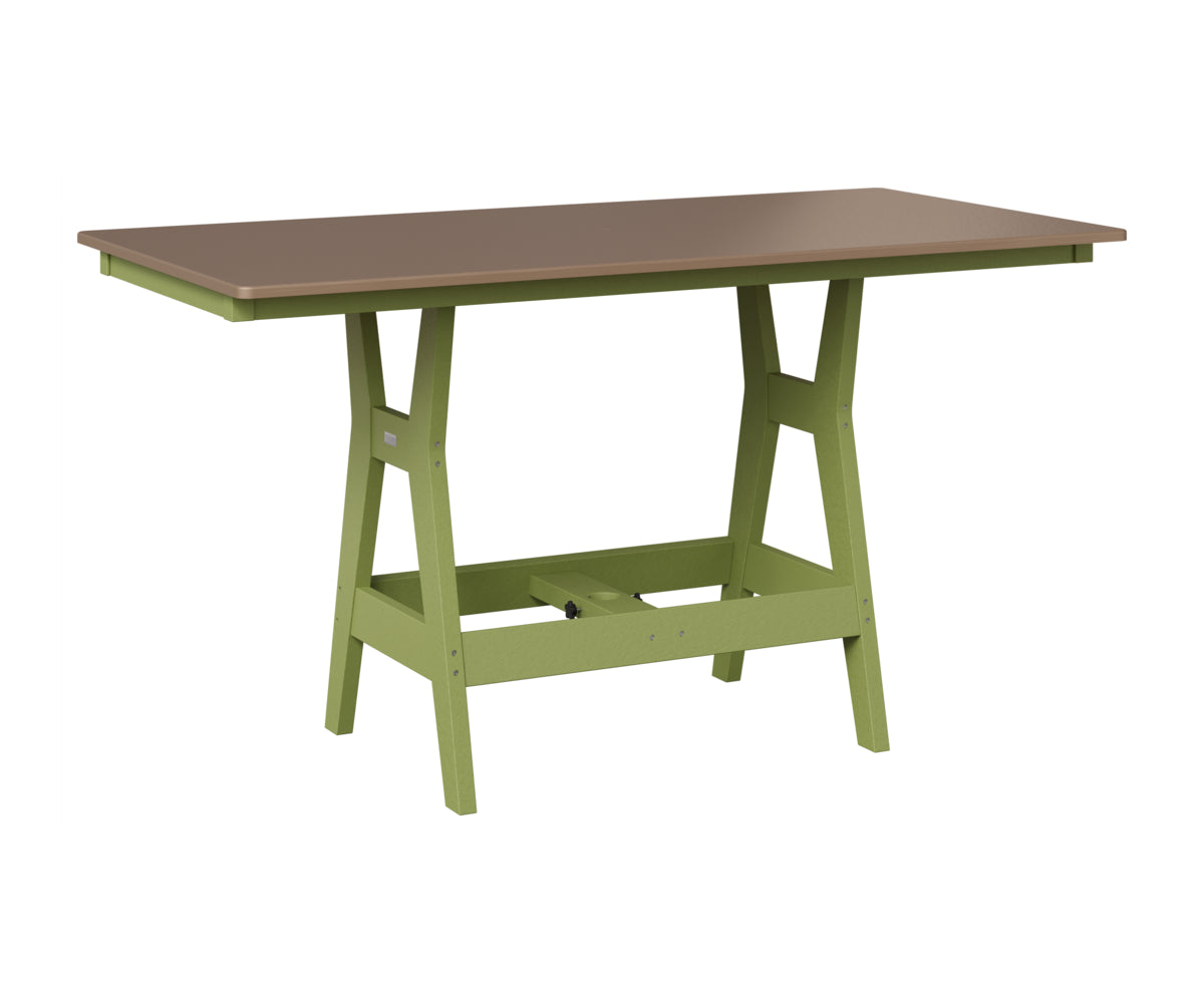Berlin Gardens Harbor 33" x 66" Rectangular Table in Kiwi Green, Hammered Bronze top