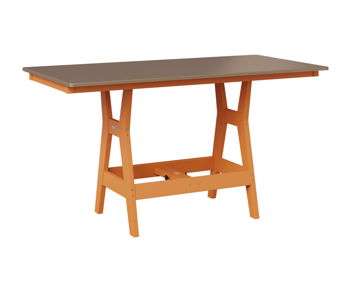 Berlin Gardens Harbor 33" x 66" Rectangular Table in Mango Orange, Hammered Bronze top