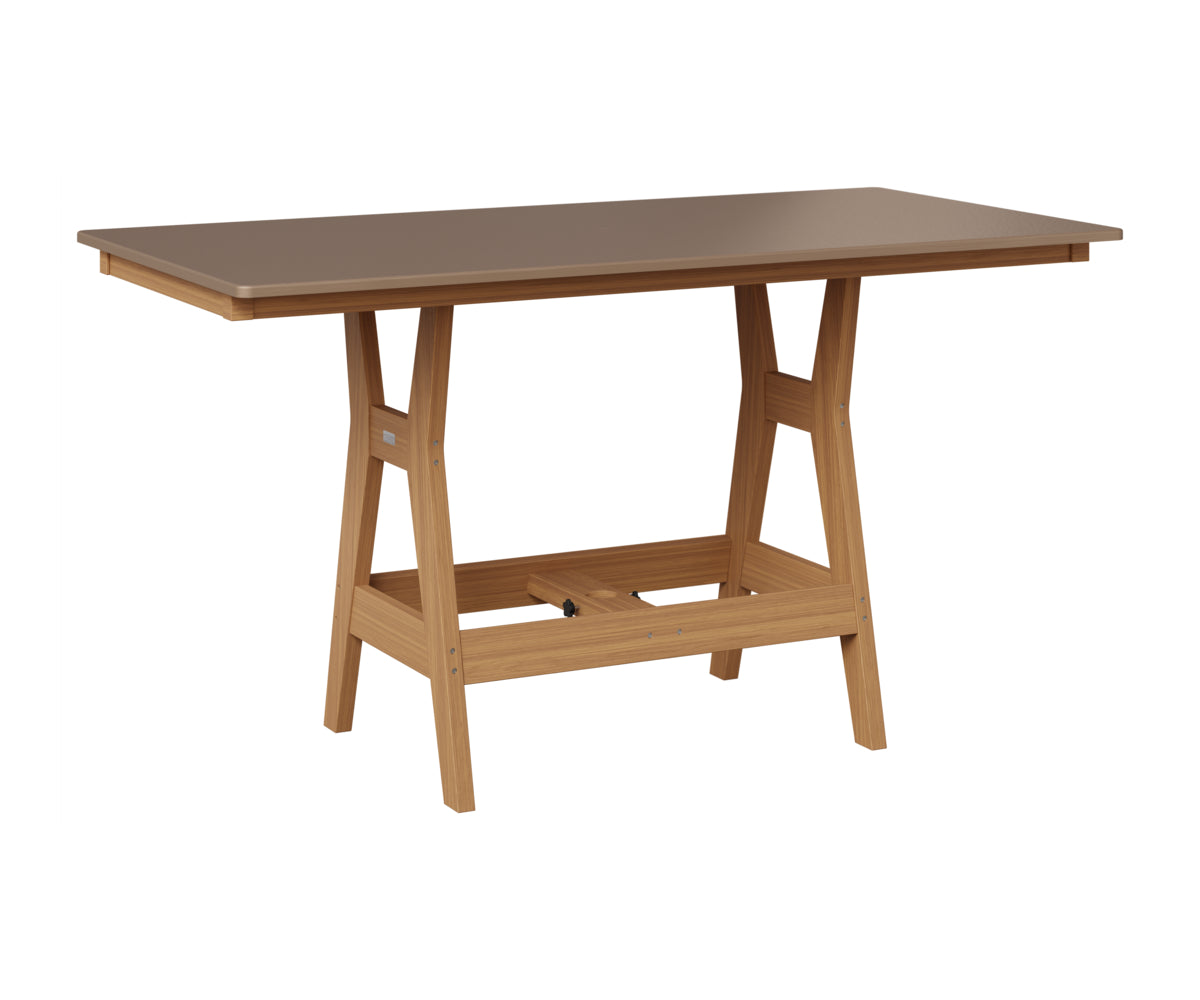 Berlin Gardens Harbor 33" x 66" Rectangular Table in Natural Teak, Hammered Bronze top