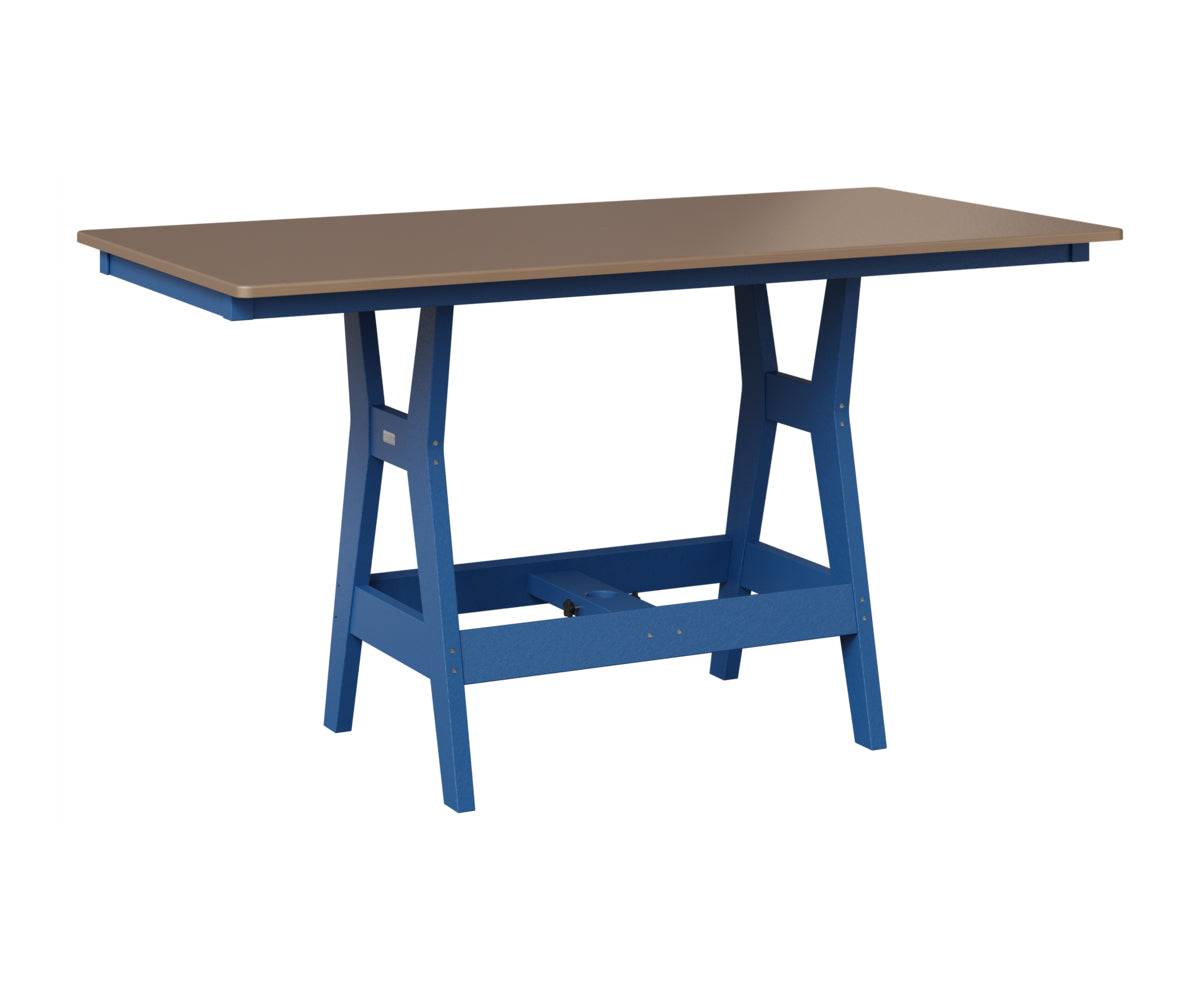 Berlin Gardens Harbor 33" x 66" Rectangular Table in Pacific Blue, Hammered Bronze top