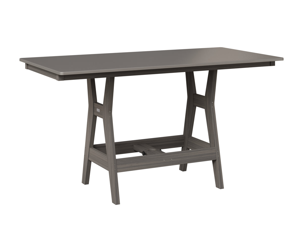 Berlin Gardens Harbor 33" x 66" Rectangular Table in Coastal Gray, Hammered Stainless top