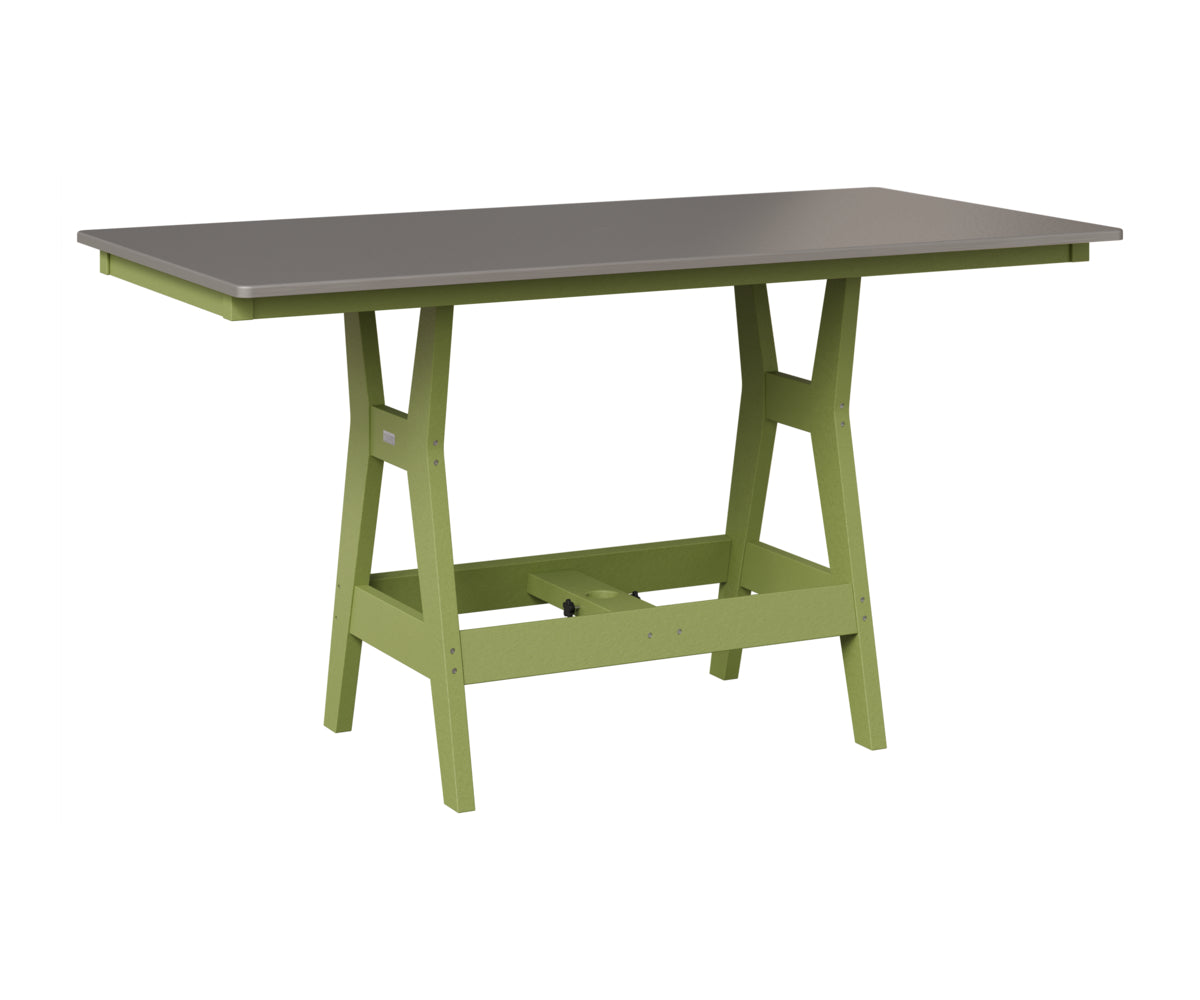 Berlin Gardens Harbor 33" x 66" Rectangular Table in Kiwi Green, Hammered Stainless top