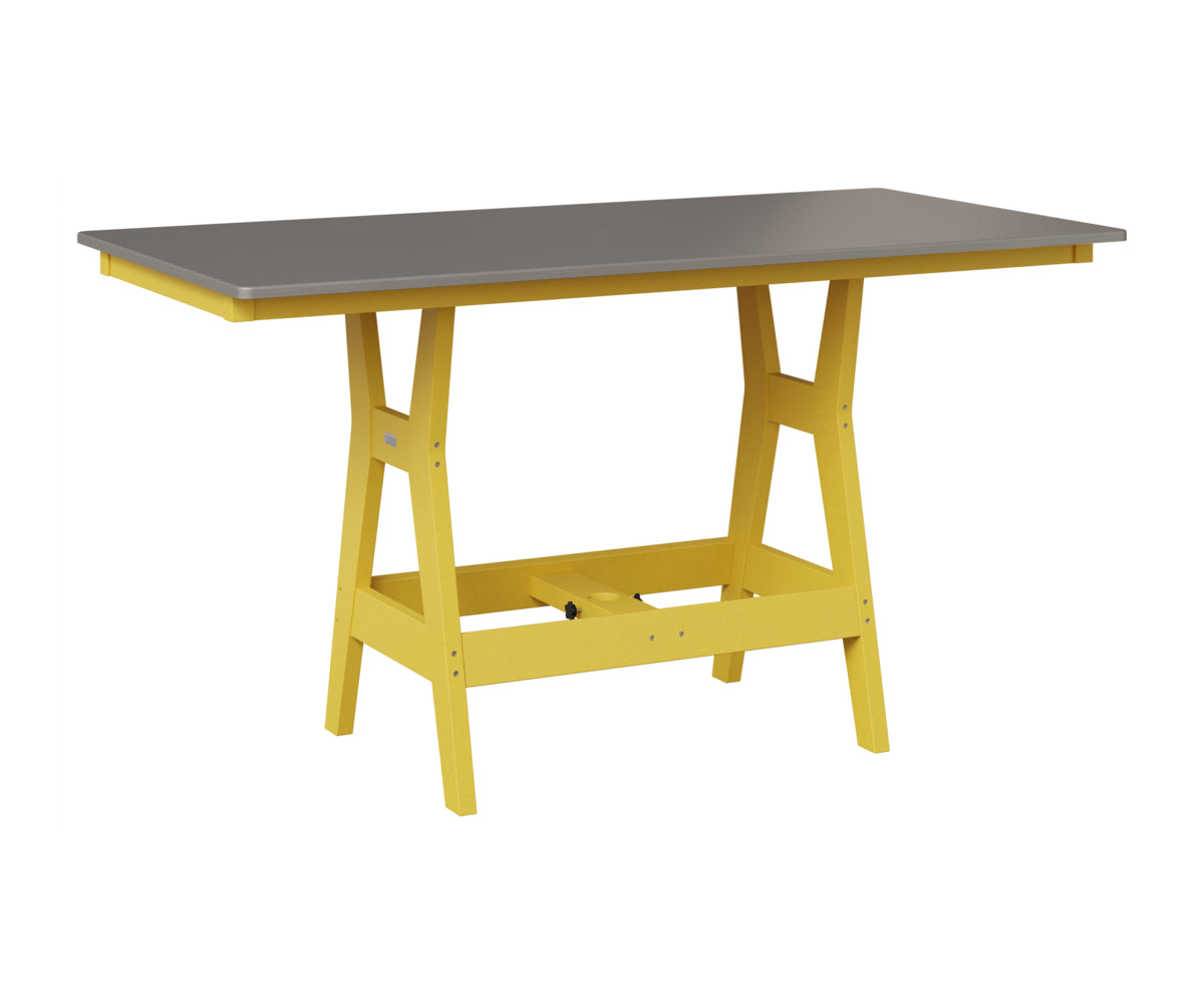 Berlin Gardens Harbor 33" x 66" Rectangular Table in Sunburst Yellow, Hammered Stainless top