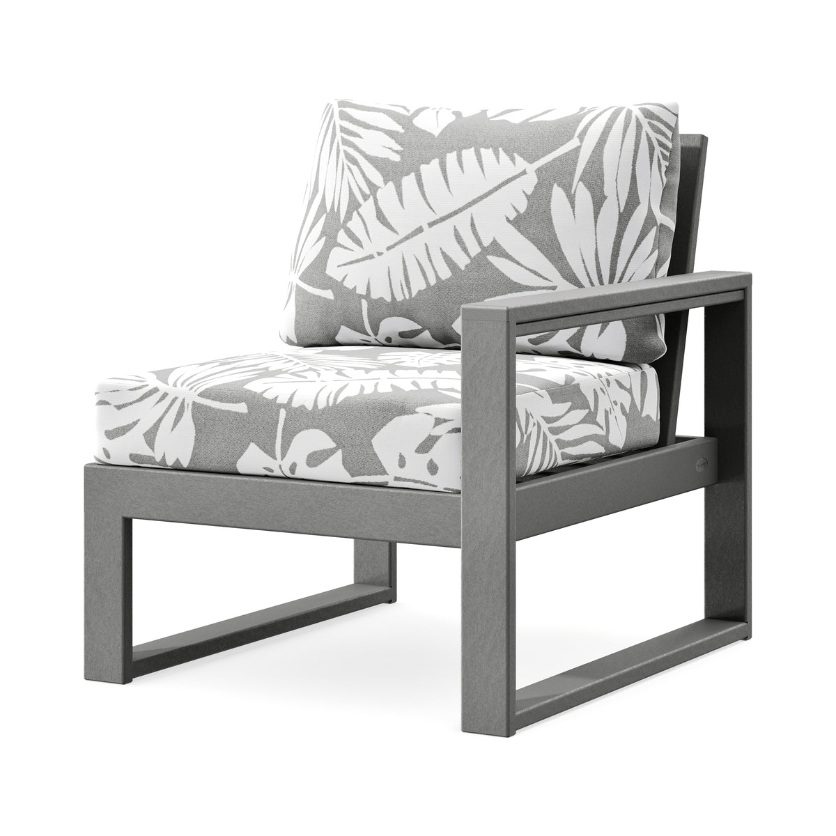 POLYWOOD EDGE Modular Right Arm Chair in Slate Grey / Leaf Grey Mist
